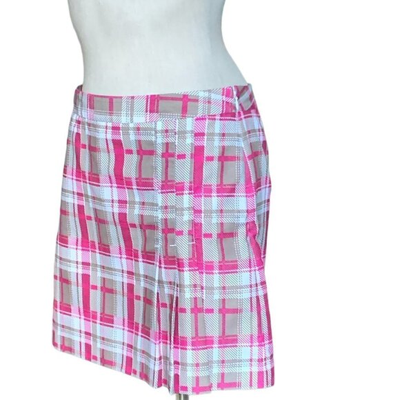 IZOD Plaid Golf Skort Sz 4 Pink Beige/Tan White #106G - Picture 4 of 10